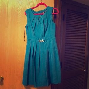 Ellen Tracy Teal Sleeveless Dress
